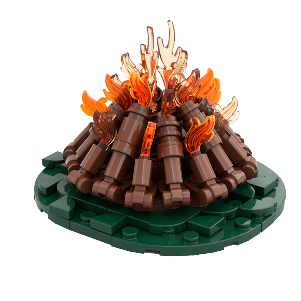 Kids Education Movies - Gobricks MOC Campfire - Classic wood