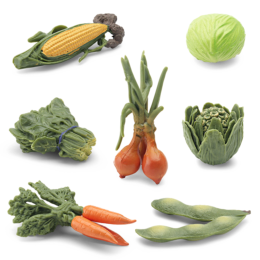 Kids Education Picture - Realistic Vegetables Model Figures Cabbage, Carrot,Onion,Spinach,Corn,Butterbur,Soybean