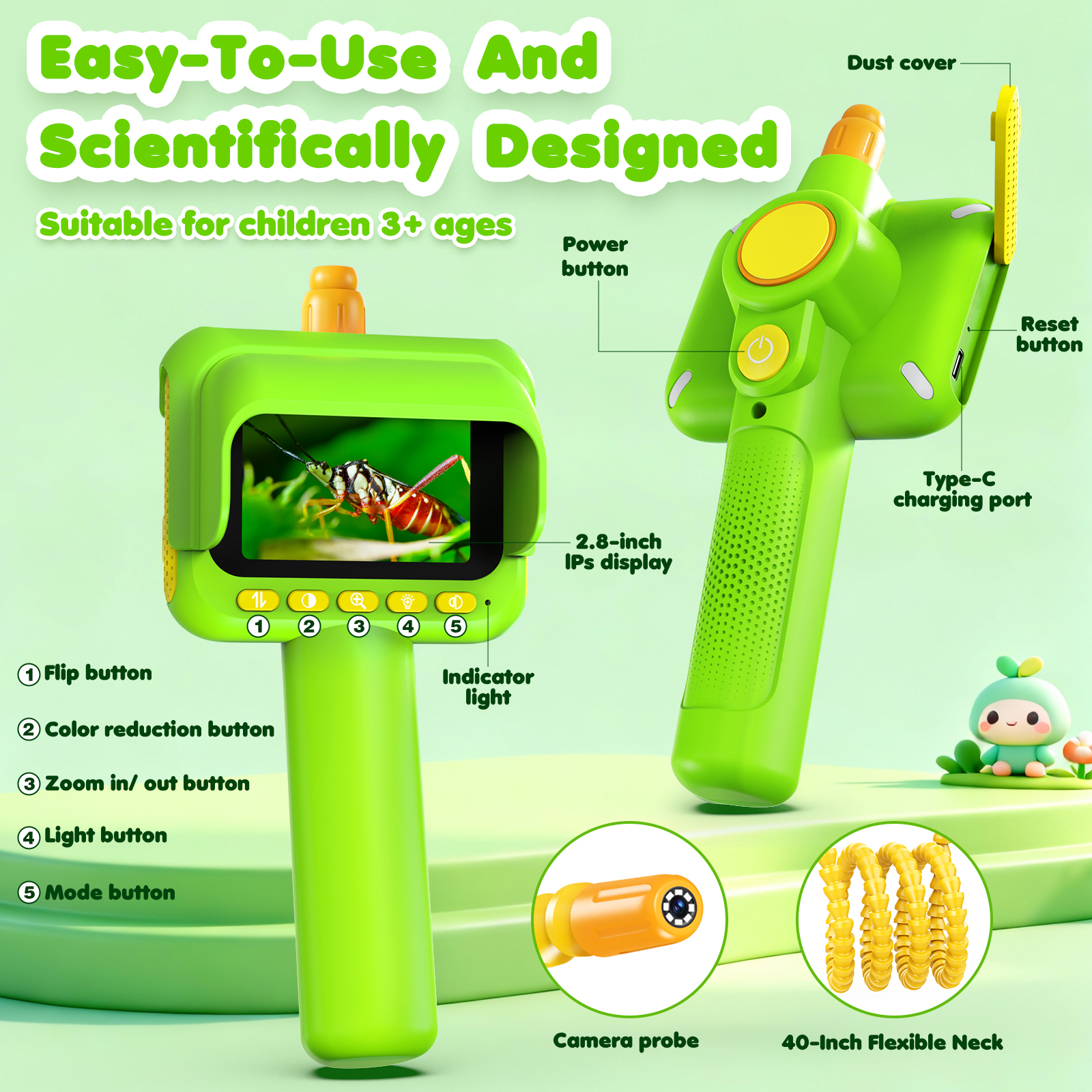 Endoscope for Kid Snake Camera - Kids Outdoor Education reseña y precio