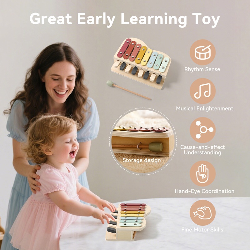 Montessori Wooden Piano Toy Co - Kids Education Learn Tv reseña y precio