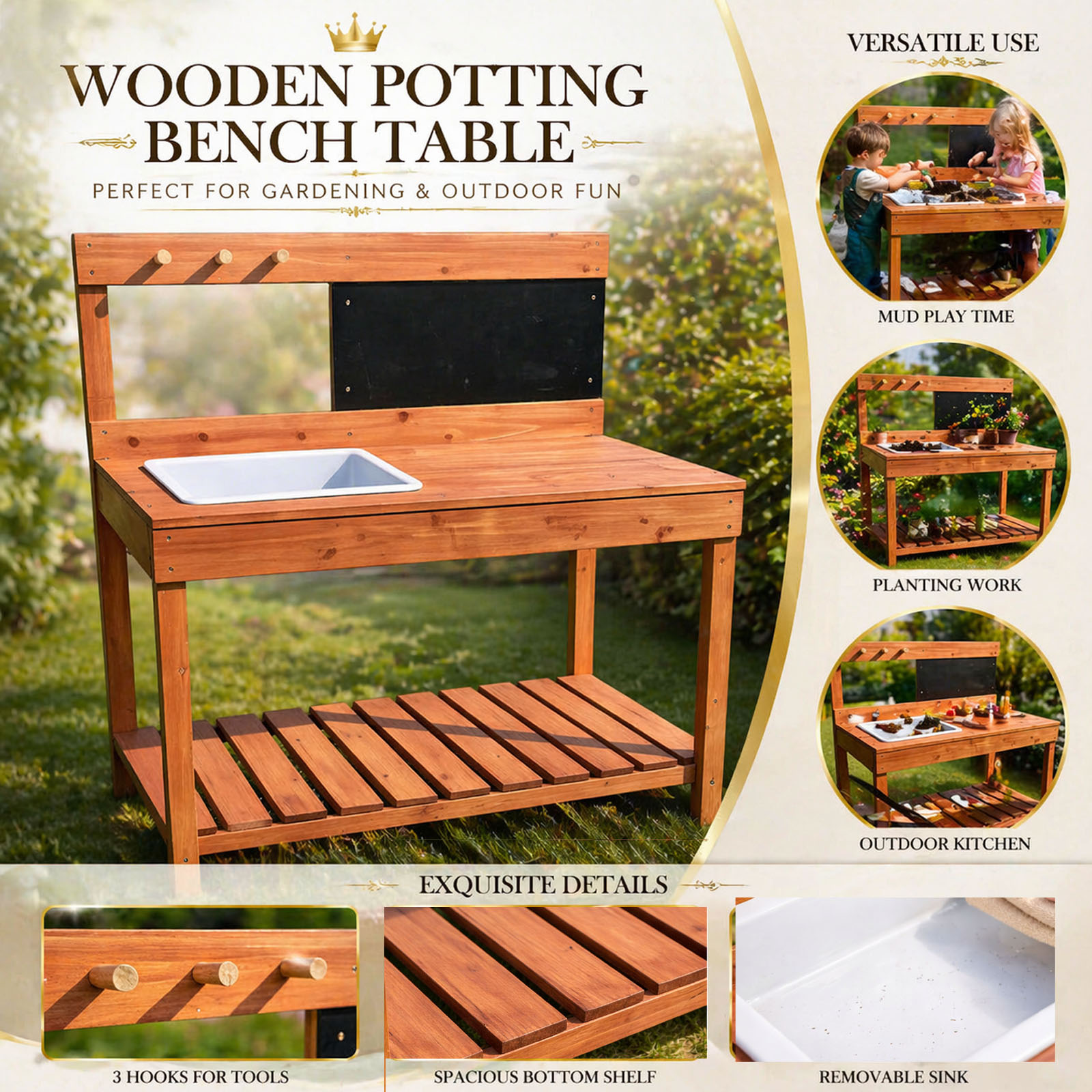 Wooden Potting Benches For Chi - Kids Outdoor Education reseña y precio