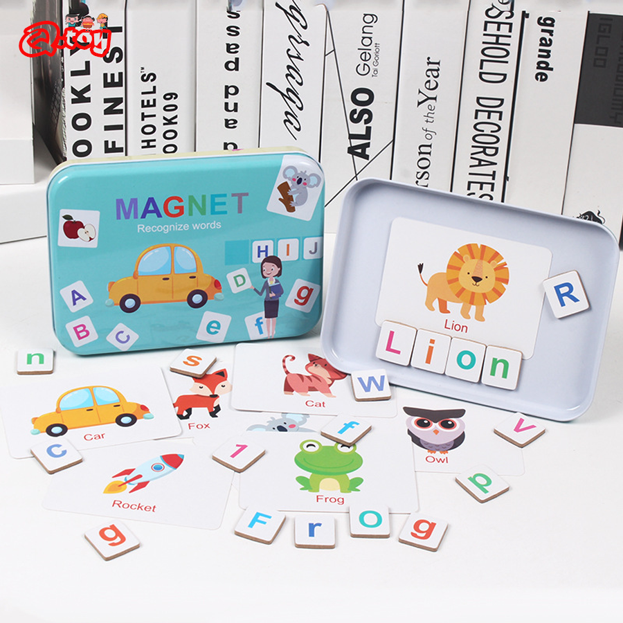Wooden Puzzle Flash Cards Game - Kids Educational Games Learn English reseña y precio